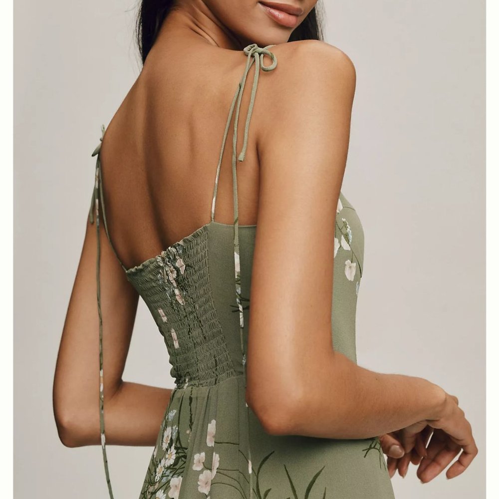Reformation Olive Floral Bustier Midi Dress - Picture 3 of 8